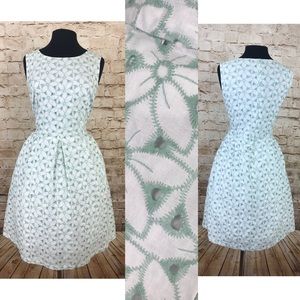 The Limited white and mint green eyelette dress